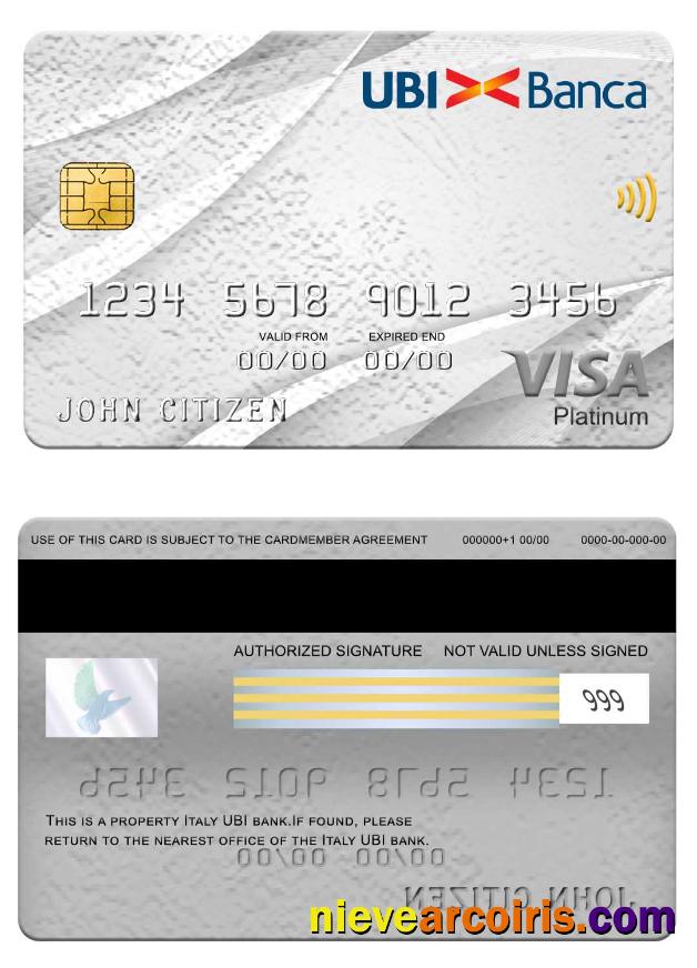 Italy UBI bank visa platinum card